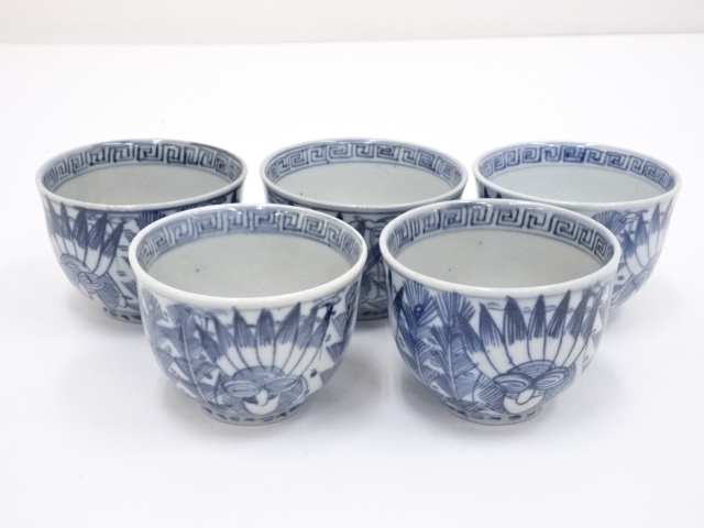 江戸末期　伊万里焼　染付線描向付5客